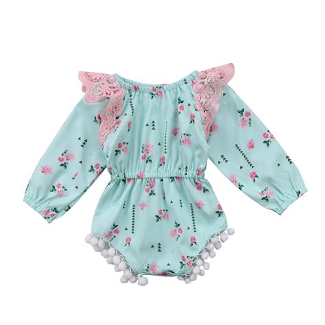 New Floral Baby Rompers Kids Baby Girls Lace Floral Romper Flower