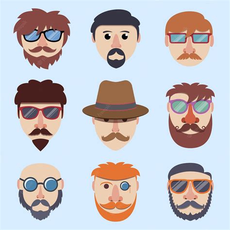 Premium Vector Hipster Boy Faces