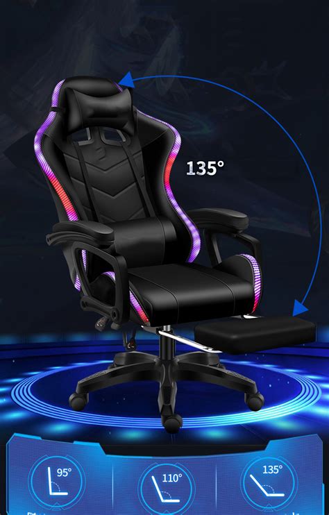 Anji Gamer Chair Adjustable Custom Colorful Rgb Leather Reclining Led