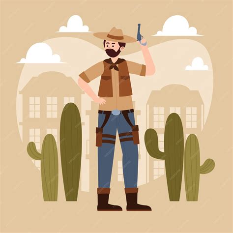 Handgezeichnete Gaucho Cowboy Illustration Kostenlose Vektor