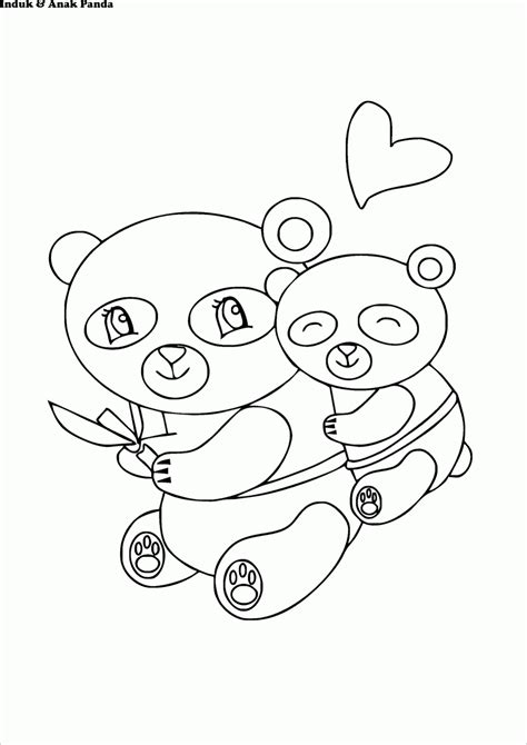 mewarnai gambar induk anak panda lucu loh contoh