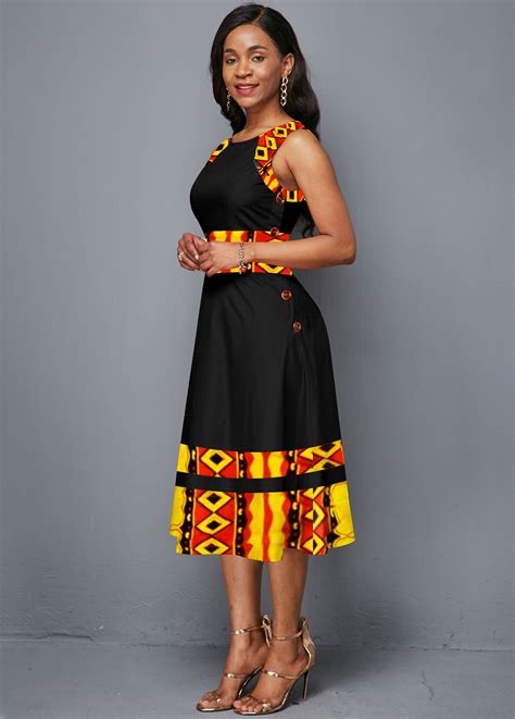 Tribal Print Round Neck Sleeveless Dress In 2020 African Fashion Skirts Best African Dresses