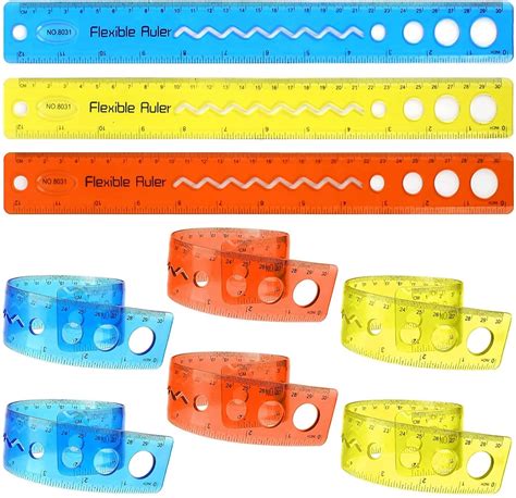 Flexible Rulers Set 10 Pcs Plastic Rulers 30cm 12 Inch Folding
