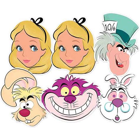 Disney Alice In Wonderland Cardboard Face Masks Pack Of 6 Partyrama