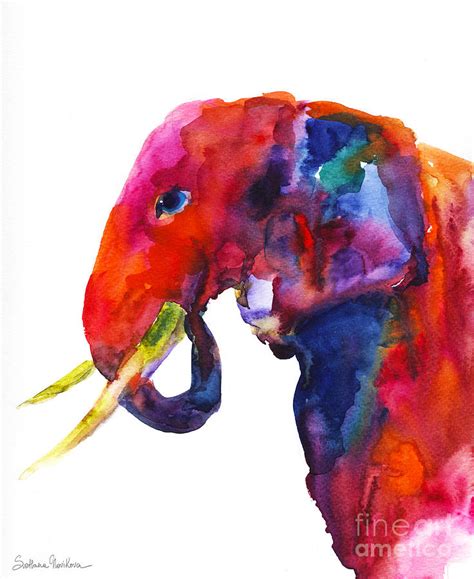 Colorful Watercolor Elephant Painting By Svetlana Novikova