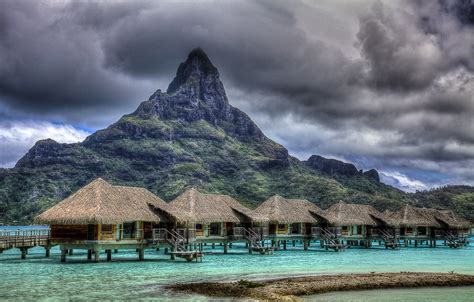 Bora Bora Clouds View On Black Some Of The Bungalows At Th Flickr