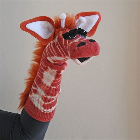 Whimsical Tie Dyed Giraffe Sock Puppet Handmade Couture Etsy