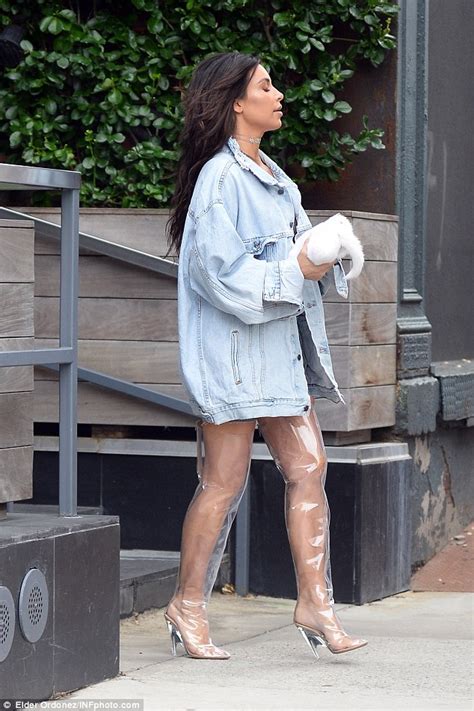 Kim Kardashian Debuts Thigh High Plastic Boot That Puts Her Toned Legs On Display In Nyc Daily
