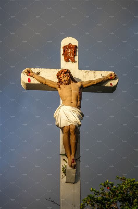 Statue Of Jesus Christ On The Cross High Quality Architecture Stock