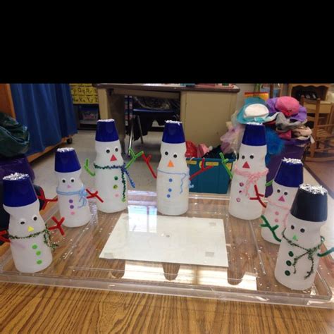 My Pre K Students Made Snowmen Out Of Recycled Coffee Creamer Bottles