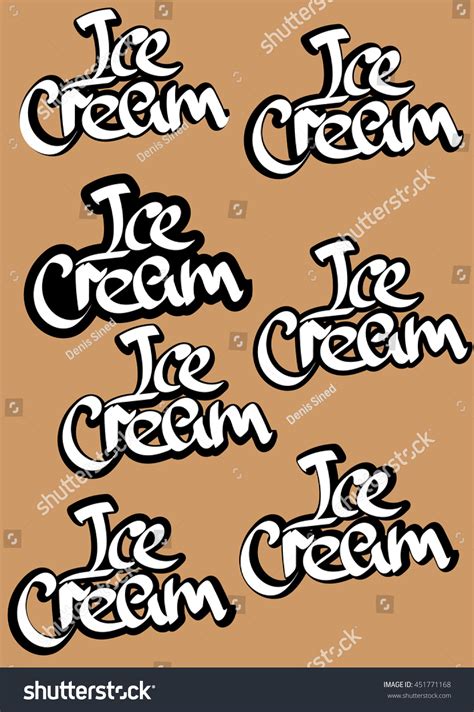 Ice Cream Isolated Stickers Calligraphy Lettering Stock Vector Royalty