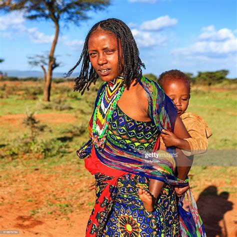 Woman From Borana Tribe Carrying Her Baby Ethiopia Africa High Res
