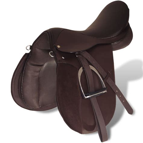 Horse Riding Saddle Set 175 Real Leather Brown 18 Cm 5 In 1