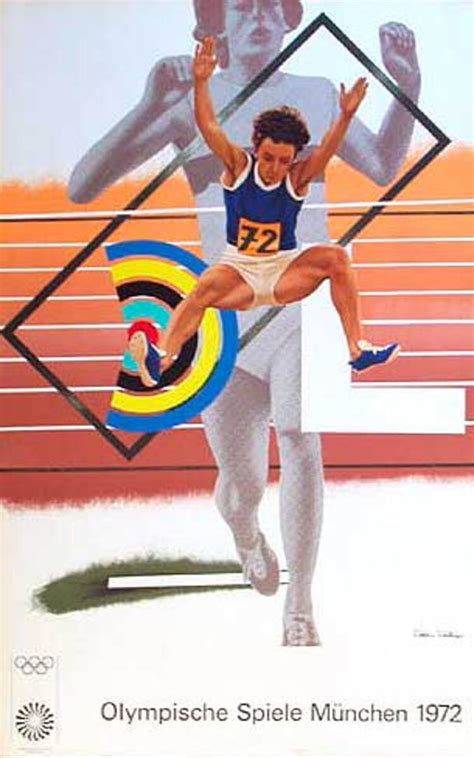 Original Vintage 1972 Munich Olympics Art Series Poster Hurdlers