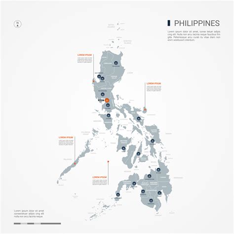Philippines Map With Borders Cities Capital Manila And Administrative