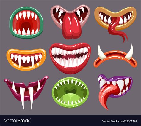 Monster Mouths Set Royalty Free Vector Image Vectorstock