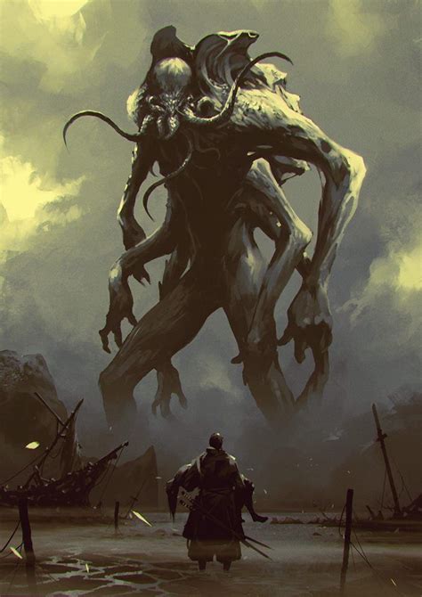 cthulhu by Ömer tunç lovecraft monsters dark fantasy art lovecraftian horror
