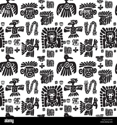 Seamless Vector Maya Pattern Black And White Ethnic Elements Tribal