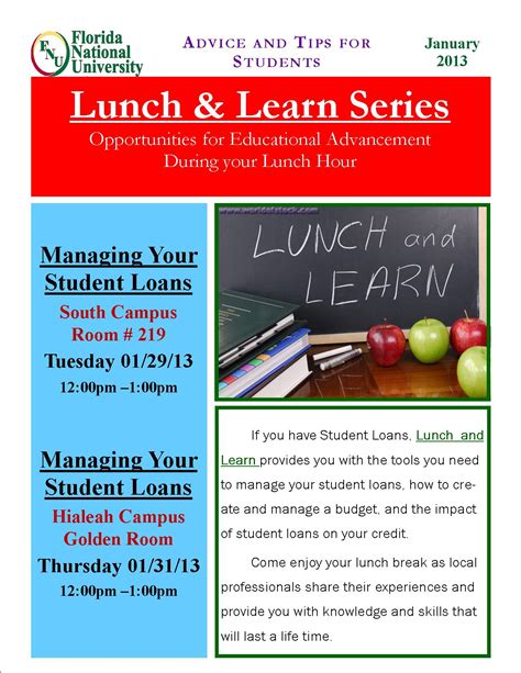 Lunch And Learn Manage Your Student Loans Florida National