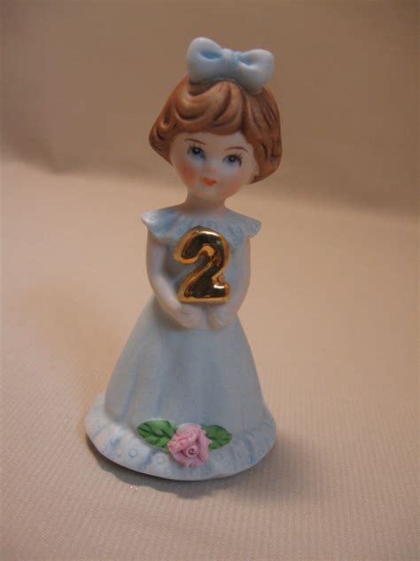 Figurine Growing Up Birthday Girl Age 2 Brunette Blue Dress Etsy Girl Birthday Enesco