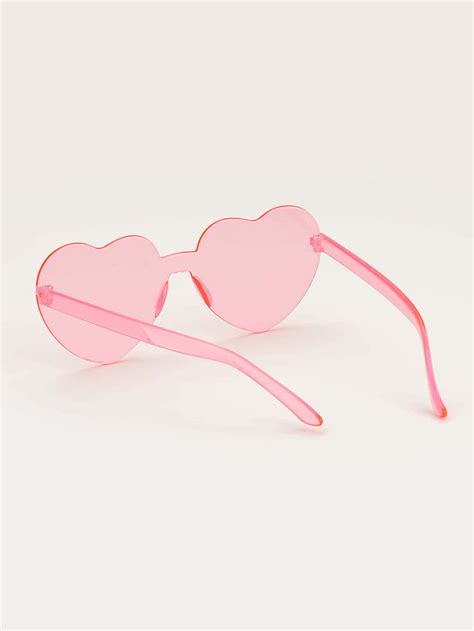 Pink Heart Shaped Rimless Sunglasses Etsy