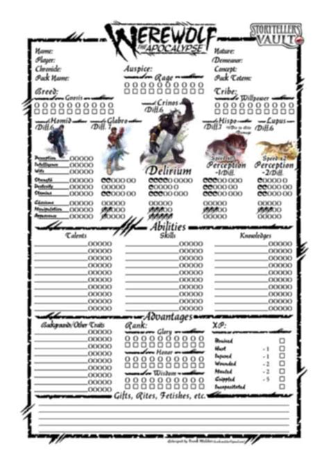 Werewolf The Apocalypse Character Sheet