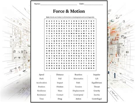 Force And Motion Word Search Puzzle Worksheet Activity Teaching Resources