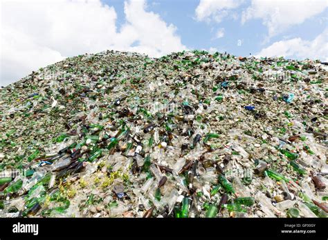 Glass Waste For Recycling In A Recycling Facility Different Glass