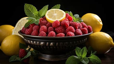 Premium AI Image Background With Raspberry Lemon And Mint