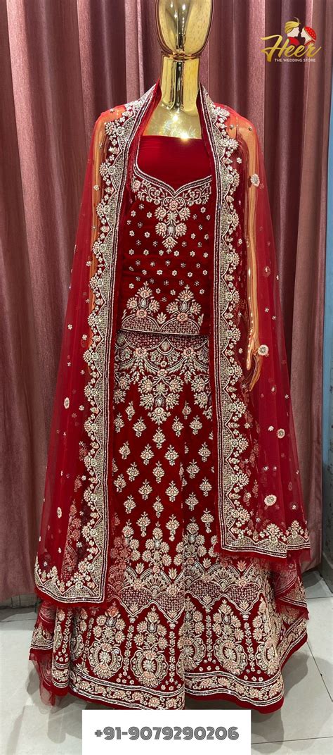 Red Handwork Crystal And Pearl Inspired Dulhan Look Lehenga Punjabi