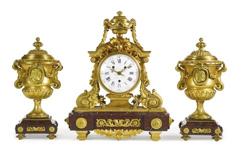 525 A Napoléon Iii Gilt Bronze And Rouge Griotte Marble Clock