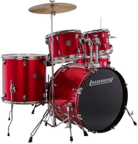 Ludwig Accent Drive Outfit 5 Piece Complete Drum Set W Hardware And Cymbals