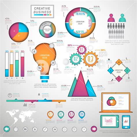 Big Set Of Colorful Creative Business Infographic Elements Including