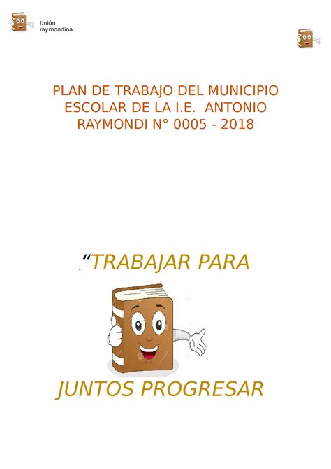 Plan De Trabajo Municipio Escolar Unión Raymondina Plan De Trabajo
