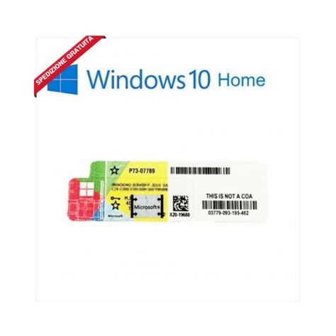 Licenza Windows 10 Home Coa Sticker 3264 Product Key Attivazione Label