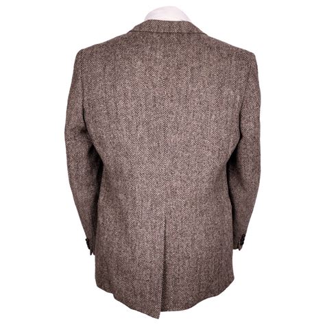Vintage Harris Tweed Mens Jacket Herringbone Wool Sport Coat Size 44 R