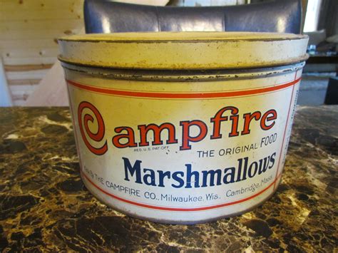 vintage campfire marshmallow tin 5 lbs milwaukee antique price guide details page