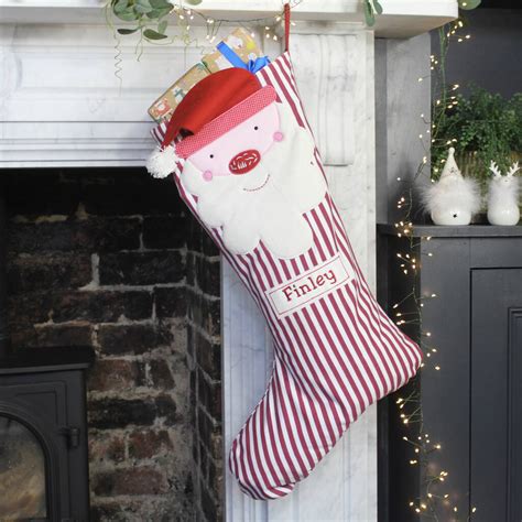 Personalised Stripe Father Christmas Stocking By Lime Tree London