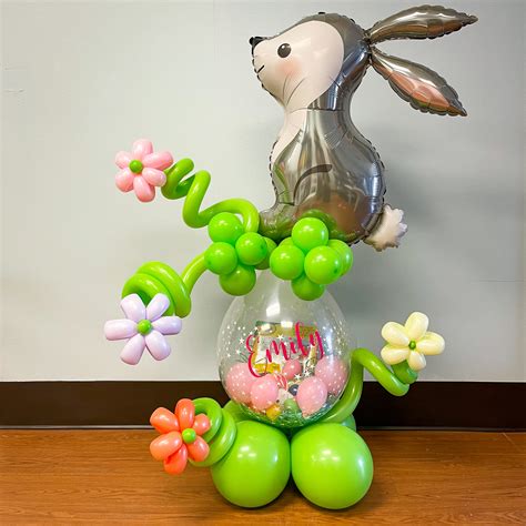 Deluxe Grey Bunny Stuffed Balloon Easter Basket Partistry Events