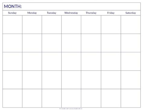 Calendar Month To Print Printable Blank Calendar Blank Calendar