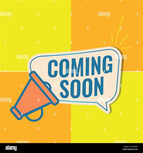 Coming Soon Sign With Announcement Megaphone Vector Flat Illustration