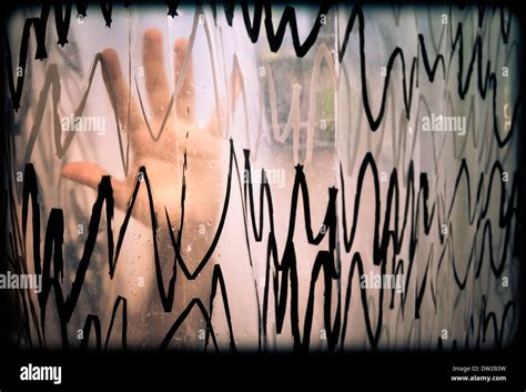 Hand Behind A Transparent Curtain Stock Photo Alamy