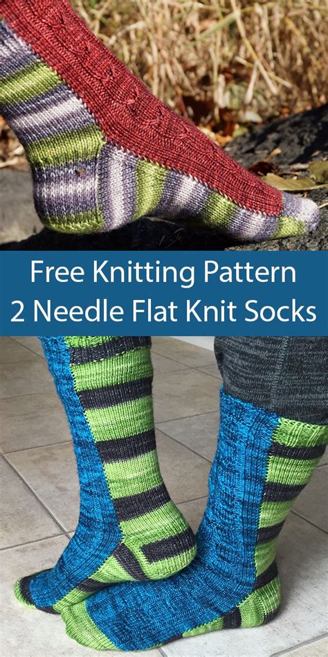 Free Knitting Pattern For Two Needle Flat Knit Socks Sock Knitting