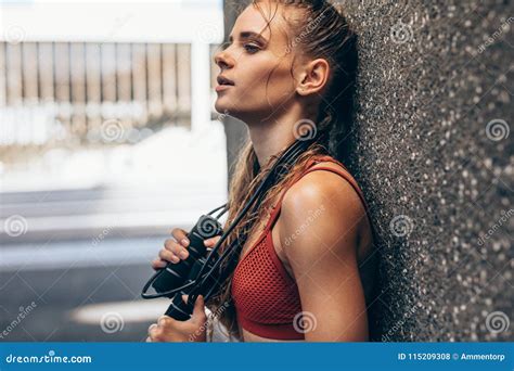 Woman Exhausted After Intense Workout Session Stock Photo Image Of