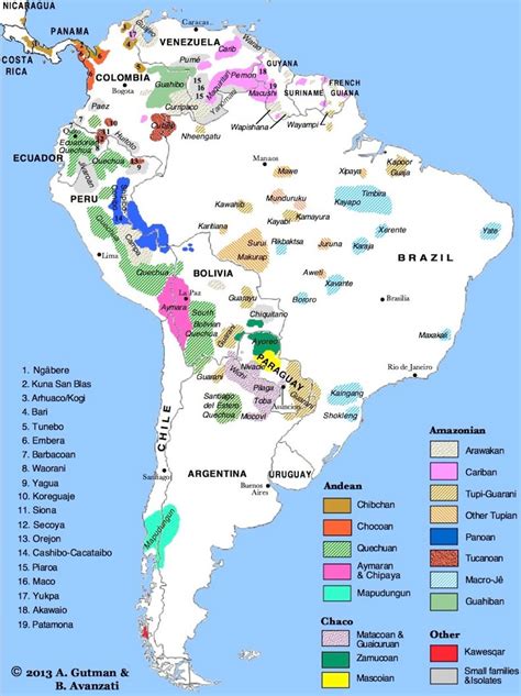 Mapa Con La Distribución De Poblaciones Indígenas En América Del Sur