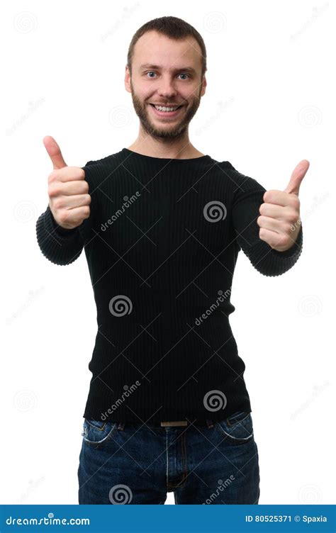 Man With Beaming Smile Showing Thumb Up Stock Image Image Of