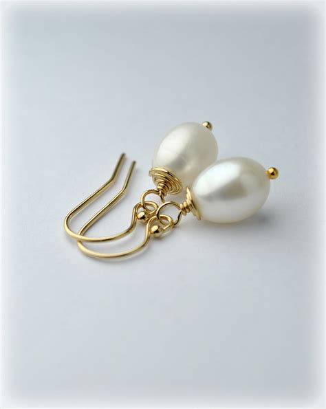 Real Pearl Earrings 14k Gold Filled Pearl Drop Earrings Etsy Simple