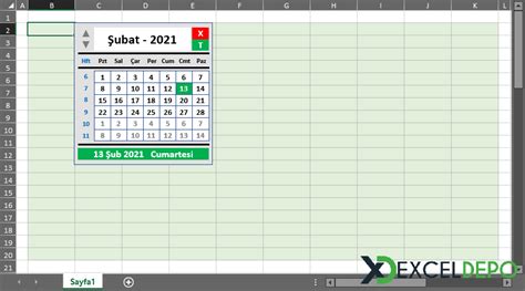 Excel Hücresinde Açılan Takvim Formu Kolay Excel