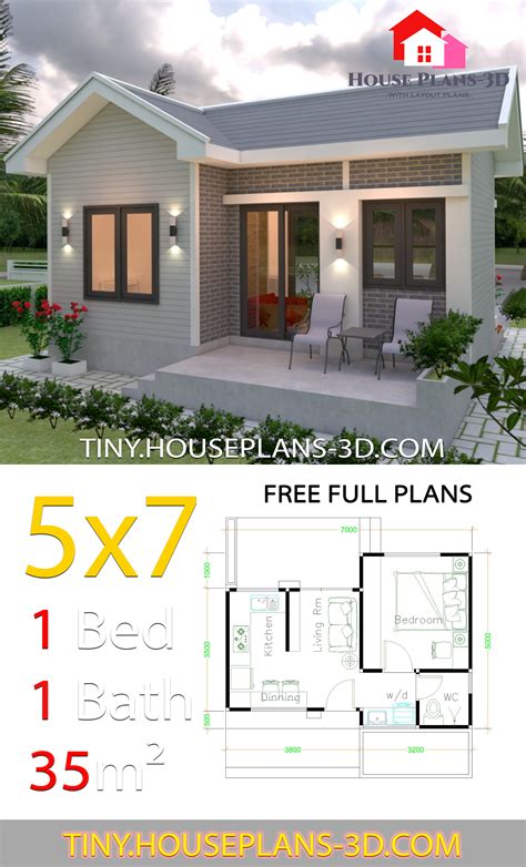 Get Small 1 Bedroom House Plan Design Png