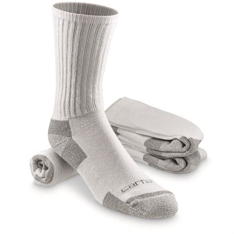 Carhartt Mens Cotton Work Crew Socks 3 Pairs 698653 Socks At Sportsmans Guide